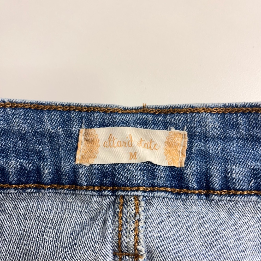 Altar’d state skirt cotton blend sz medium distressed denim mini skirt buttons - Picture 7 of 10